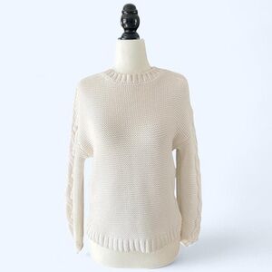 Thought Womens Cream Oversized Cabincore Cottagecore Cable Knit Sweater 8